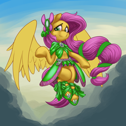 Size: 1000x1000 | Tagged: safe, artist:romanrazor, fluttershy, pegasus, pony, blank flank, clothes, solo