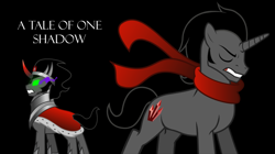 Size: 1024x575 | Tagged: safe, artist:stasysolitude, derpibooru import, king sombra, pony, unicorn, a tale of one shadow, antagonist, clothes, crystal, male, scarf, sombra's cutie mark, stallion