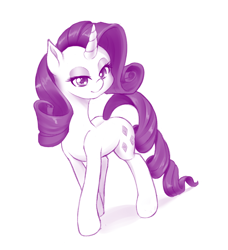 Size: 912x1000 | Tagged: safe, artist:dstears, rarity, pony, unicorn, monochrome, purple, simple background, solo, white background