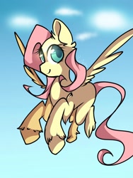 Size: 1536x2048 | Tagged: safe, artist:poniarts, fluttershy, pegasus, pony, flying, sky, solo