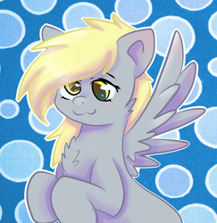 Size: 3400x3500 | Tagged: safe, artist:tuxisthename, derpy hooves, pegasus, pony, bubble, cheek fluff, chest fluff, cute, derpabetes, female, mare, redraw, solo