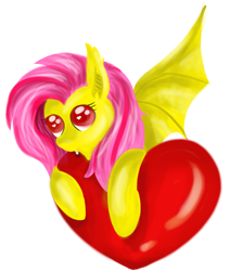 Size: 1125x1326 | Tagged: safe, artist:lunabubble-ede96, fluttershy, flutterbat, heart, simple background, solo, transparent background