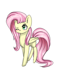 Size: 2000x2400 | Tagged: safe, artist:cocopony1001, fluttershy, pegasus, pony, female, mare, pink mane, solo, yellow coat