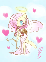 Size: 1936x2592 | Tagged: safe, artist:raspberry811, fluttershy, angel, anthro, ambiguous facial structure, breasts, female, hootershy, solo