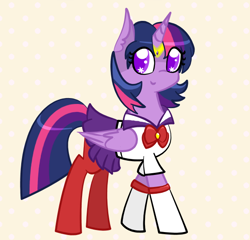 Size: 600x575 | Tagged: safe, artist:nyanpegasus, derpibooru import, twilight sparkle, twilight sparkle (alicorn), alicorn, pony, clothes, costume, female, mare, sailor magic, sailor moon, sailor ponies, sailor scout, solo