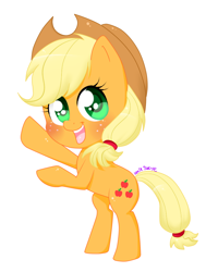 Size: 726x907 | Tagged: safe, artist:lexieskye, part of a set, applejack, earth pony, pony, chibi, cute, rearing, simple background, solo, white background