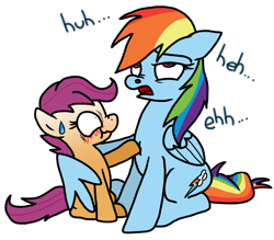 Size: 1024x899 | Tagged: safe, artist:anyponedrawn, derpibooru import, rainbow dash, scootaloo, pegasus, pony, cute, fear, nostrils, pre sneeze, scared, sneezing, sweat, worried