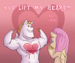 Size: 2992x2500 | Tagged: safe, artist:raph13th, bulk biceps, fluttershy, pegasus, pony, card, female, flutterbulk, hearts and hooves day, male, shipping, straight