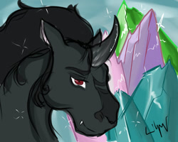 Size: 1000x800 | Tagged: safe, artist:zakkurro, derpibooru import, king sombra, pony, unicorn, crystal, solo