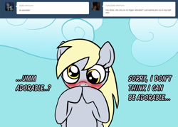 Size: 1280x914 | Tagged: safe, artist:outofworkderpy, derpy hooves, ditzy doo, pegasus, pony, comic:out of work derpy, blushing, comic, female, hooves on mouth, looking at you, mare, outofworkderpy, solo, tumblr, tumblr comic