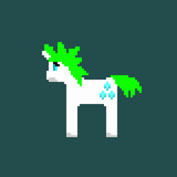 Size: 2560x2560 | Tagged: safe, artist:barbra, rarity, pony, unicorn, alternate hairstyle, green hair, pixel art