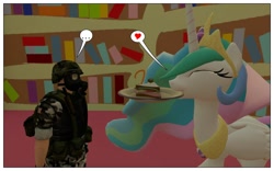 Size: 1600x1000 | Tagged: safe, artist:nikoaccampora, princess celestia, human, 3d, adrian shephard, cute, food, gmod, h.e.c.u., half-life, half-life: opposing force, heart, sandvich, sandwich