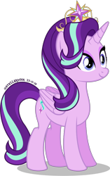 Size: 656x1046 | Tagged: safe, artist:stellardusk, edit, starlight glimmer, alicorn, pony, alicornified, crown, cute, female, glimmerbetes, jewelry, mare, race swap, regalia, simple background, solo, starlicorn, transparent background, xk-class end-of-the-world scenario