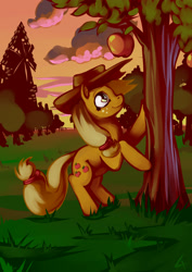 Size: 1860x2629 | Tagged: safe, artist:lexx2dot0, applejack, earth pony, pony, apple, scenery, solo, tree, windmill