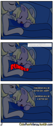 Size: 1280x3029 | Tagged: safe, artist:outofworkderpy, derpy hooves, dinky hooves, pegasus, pony, unicorn, comic:out of work derpy, bed, comic, duo, duo female, female, filly, hungry, mare, mother and child, mother and daughter, night, outofworkderpy, parent and child, stomach noise, tumblr, tumblr comic