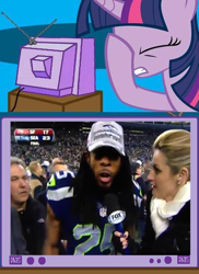 Size: 432x595 | Tagged: safe, derpibooru import, twilight sparkle, american football, exploitable meme, meme, nfc championship, nfl, obligatory pony, richard sherman, seattle seahawks, tv meme