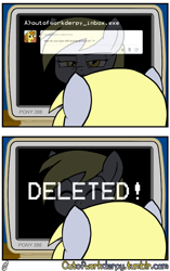 Size: 1280x2034 | Tagged: safe, artist:outofworkderpy, derpy hooves, ditzy doo, pegasus, pony, comic:out of work derpy, comic, computer, compy 386, female, homestar runner, how do you type with boxing gloves on?, mare, outofworkderpy, sbemails, solo, tumblr, tumblr comic