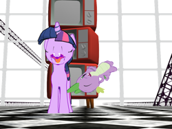 Size: 1024x768 | Tagged: safe, artist:php74, derpibooru import, spike, twilight sparkle, dragon, 3d, get down, mmd, persona 4, vagipony, video