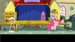 Size: 600x339 | Tagged: safe, artist:tiarawhy, pinkie pie, snails, snips, pony, animated, clothes, crossdressing, fan game, game, maid, pointy ponies, ponk quest
