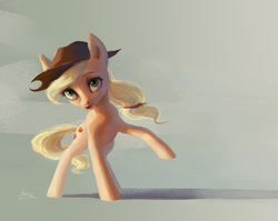 Size: 900x715 | Tagged: safe, artist:nayshie, applejack, earth pony, pony, female, mare, raised hoof, solo