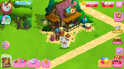 Size: 1334x750 | Tagged: safe, derpy hooves, pony, gameloft, gem, mailmare, post office, tree