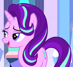 Size: 954x876 | Tagged: safe, edit, edited screencap, editor:mycarhasamoustache, screencap, starlight glimmer, pony, unicorn, the times they are a changeling, bedroom eyes, cropped, crystal empire, female, mare, solo