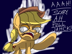 Size: 2400x1800 | Tagged: safe, artist:train wreck, applejack, earth pony, pony, female, mare, scary, solo