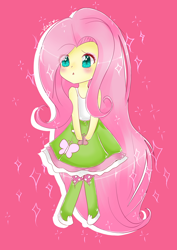 Size: 1024x1448 | Tagged: safe, artist:xaquaa, fluttershy, equestria girls, clothes, female, pink hair, solo, yellow skin