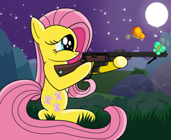 Size: 2200x1800 | Tagged: safe, artist:tuffylive, fluttershy, pegasus, pony, de lisle carbine, gun, lee enfield