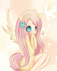 Size: 1338x1672 | Tagged: safe, artist:nezhiel, fluttershy, human, clothes, cute, eared humanization, humanized, light skin, oversized clothes, shyabetes, solo, sweater, sweatershy, tailed humanization, winged humanization