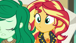 Size: 1920x1080 | Tagged: safe, screencap, sunset shimmer, wallflower blush, better together, equestria girls, forgotten friendship