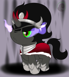 Size: 719x800 | Tagged: safe, artist:thegrumpyturtle, derpibooru import, king sombra, pony, unicorn, antagonist, chibi, solo