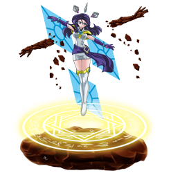 Size: 3333x3333 | Tagged: safe, artist:mauroz, rarity, human, armpits, bracelet, clothes, floating, gloves, humanized, jewelry, magic, magic circle, rock, simple background, solo, transparent background