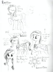 Size: 1572x2127 | Tagged: safe, artist:redjack-nine, rarity, pony, unicorn, female, horn, mare, sketch, solo, traditional art