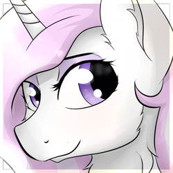 Size: 3000x3000 | Tagged: safe, artist:dashy21, derpibooru import, fleur-de-lis, pony, unicorn, bust, ear fluff, looking at you, smiling, solo