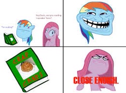 Size: 261x193 | Tagged: safe, derpibooru import, pinkie pie, rainbow dash, earth pony, pegasus, pony, fan fic: cupcakes, lol, meme, picture for breezies, pinkamena diane pie, rage comic, trollface