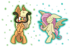 Size: 1280x823 | Tagged: safe, artist:heir-of-rick, derpibooru import, applejack, fluttershy, bat pony, monster pony, original species, tatzlpony, flutterbat, miss pie's monsters, race swap, species swap, tatzljack, tentacle tongue, tentacles