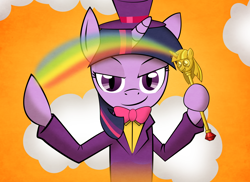 Size: 3000x2180 | Tagged: safe, artist:thematrixman, derpibooru import, twilight sparkle, crossover, solo, superjail, superjail!, the warden, twilight scepter