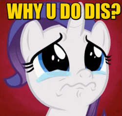 Size: 535x507 | Tagged: safe, edit, edited screencap, screencap, rarity, pony, unicorn, the cart before the ponies, animated, caption, crying, cute, faic, female, filly, filly rarity, gif, image macro, lip quiver, loop, marshmelodrama, meme, raribetes, reaction image, sad, solo, teary eyes, wavy mouth