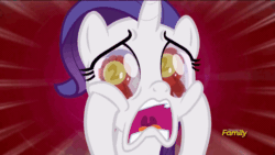 Size: 1286x724 | Tagged: safe, screencap, rarity, pony, unicorn, the cart before the ponies, animated, faic, filly rarity, loop, marshmelodrama, reaction gif, ribbon, solo, squishy cheeks