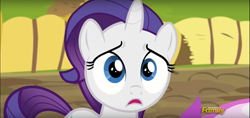 Size: 1381x652 | Tagged: safe, screencap, rarity, pony, unicorn, the cart before the ponies, adorable face, cute, discovery family logo, filly rarity, solo