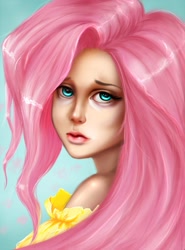 Size: 756x1024 | Tagged: safe, artist:queenofhamsters, fluttershy, human, humanized, solo