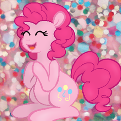 Size: 350x350 | Tagged: safe, artist:cakefluff, pinkie pie, earth pony, pony, female, mare, pink coat, pink mane, simple background, solo