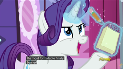 Size: 1274x721 | Tagged: safe, screencap, rarity, pony, unicorn, the cart before the ponies, meme, youtube, youtube caption