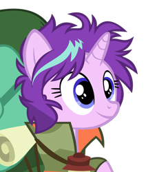 Size: 1200x1414 | Tagged: safe, artist:kody02, starlight glimmer, pony, unicorn, the mean 6, camping outfit, lantern, messy mane, simple background, smiling, transparent background, vector