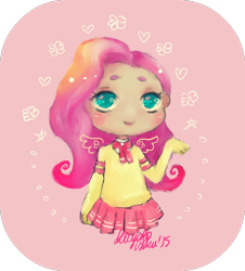 Size: 672x743 | Tagged: safe, artist:kayoko-hika, fluttershy, human, clothes, humanized, solo, sweater, sweatershy