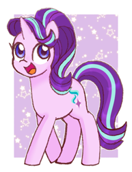 Size: 924x1200 | Tagged: safe, artist:ch-chau, artist:chautung, starlight glimmer, pony, unicorn, cute, female, glimmerbetes, looking up, mare, open mouth, simple background, smiling, solo, white background