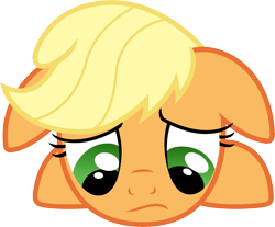 Size: 6037x5000 | Tagged: safe, artist:the-aziz, applejack, earth pony, pony, absurd resolution, floppy ears, sad, simple background, solo, transparent background, vector