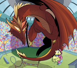 Size: 3393x3000 | Tagged: safe, artist:wadusher0, fluttershy, dragon, pegasus, pony, crowd, flying, open mouth, screaming, spread wings, stadium, wide eyes