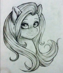 Size: 640x746 | Tagged: safe, artist:queensmil3y, fluttershy, pegasus, pony, female, mare, monochrome, solo